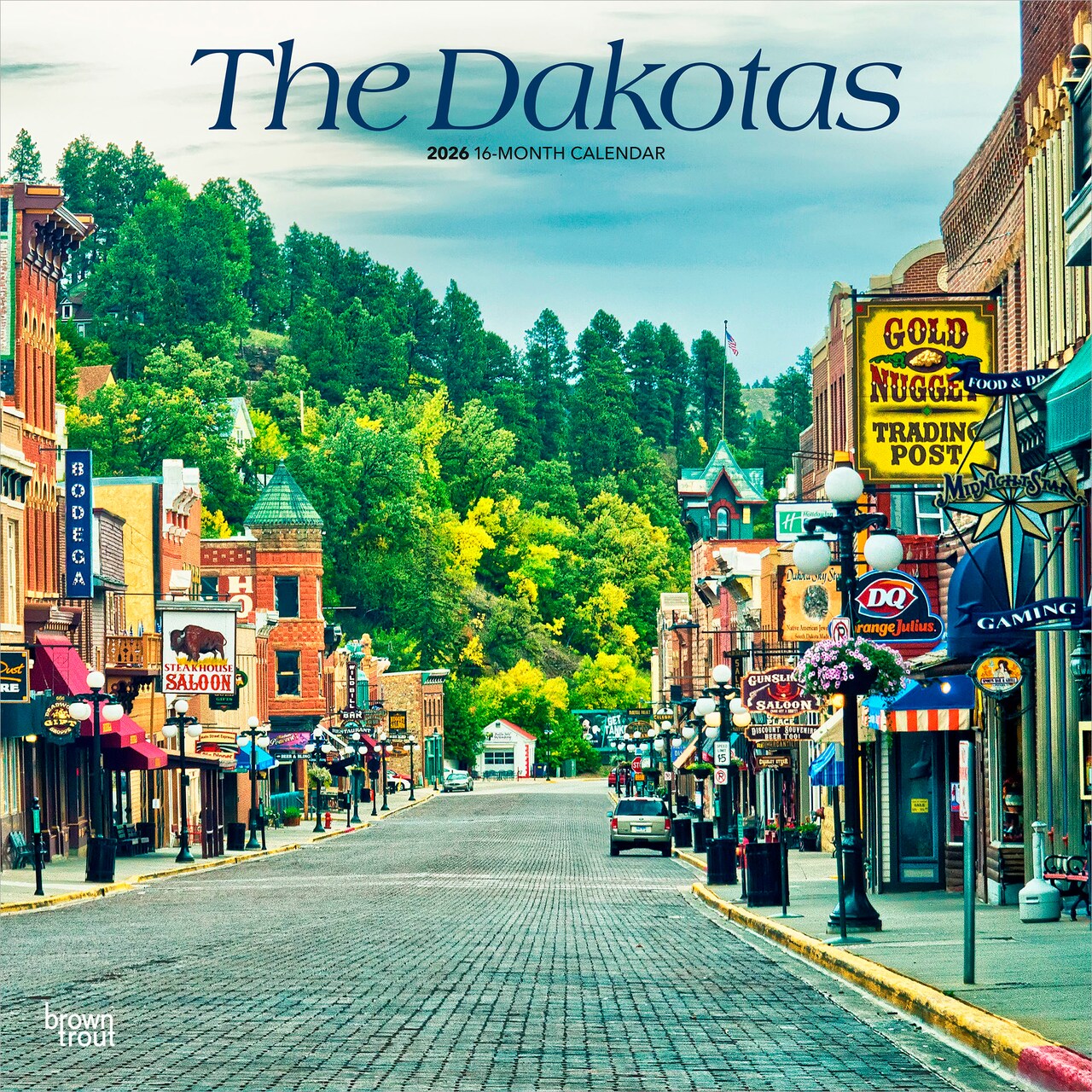 The Dakotas | North Dakota & South Dakota Places | 2026 12 x 24 Inch (Hanging) Monthly Square Wall Calendar | Plastic-Free
